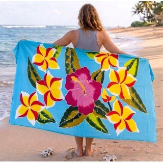Rayon Sarong Hand Painted Flower Design Handmade In Bali
